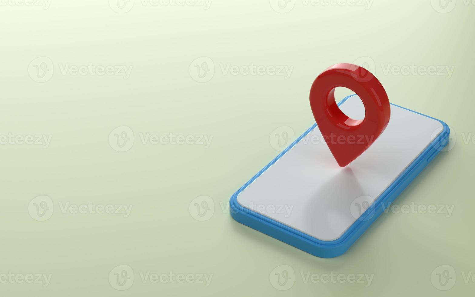 Map marker or pin point on top of phone 3d illustration photo