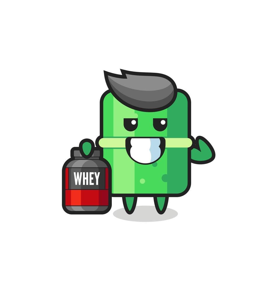 the muscular bamboo character is holding a protein supplement vector