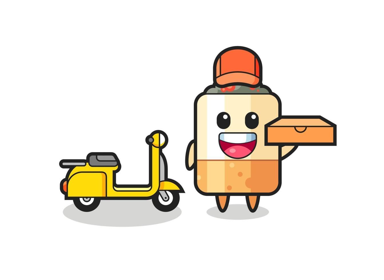 Character Illustration of cigarette as a pizza deliveryman vector