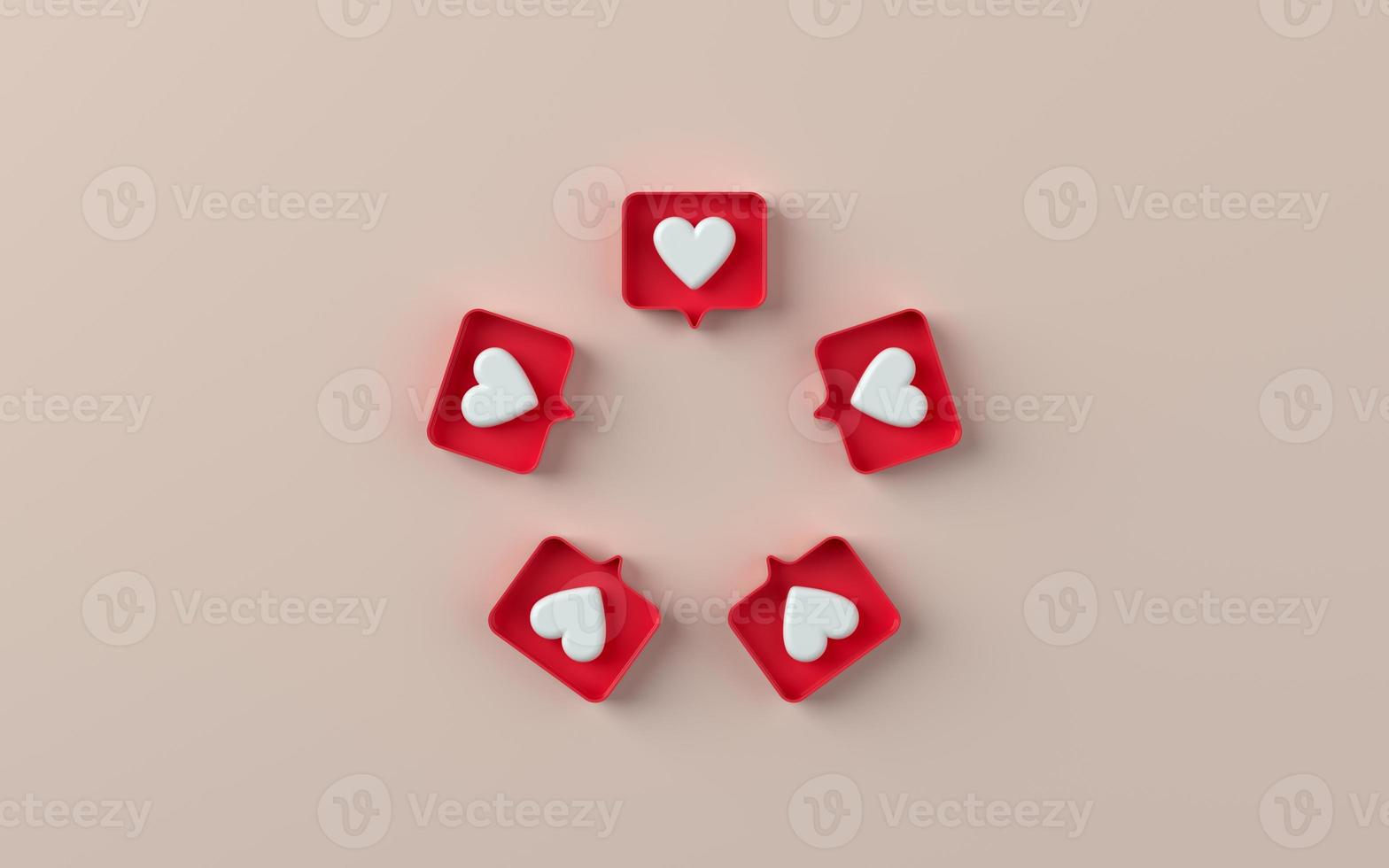 3D social media like notification icon illustration in 3d photo