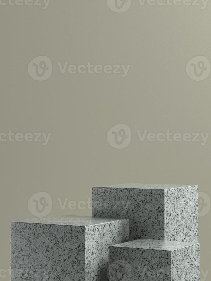 Grey marble product stage or podium with light brown wall background photo