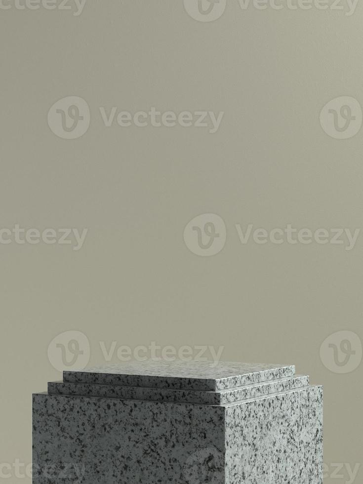 Grey marble product stage or podium with light brown wall background photo