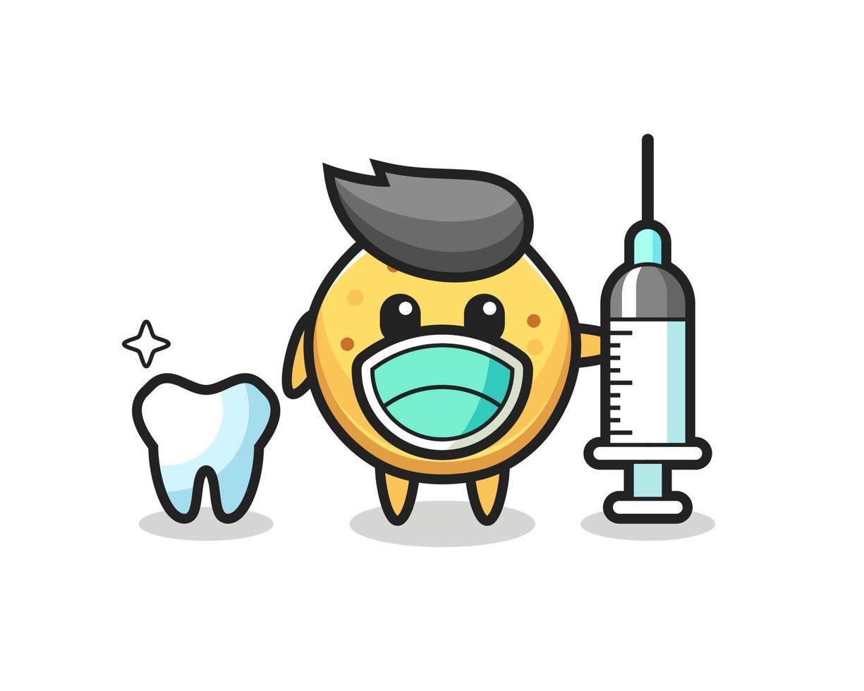 Personaje de mascota de papas fritas como dentista. vector