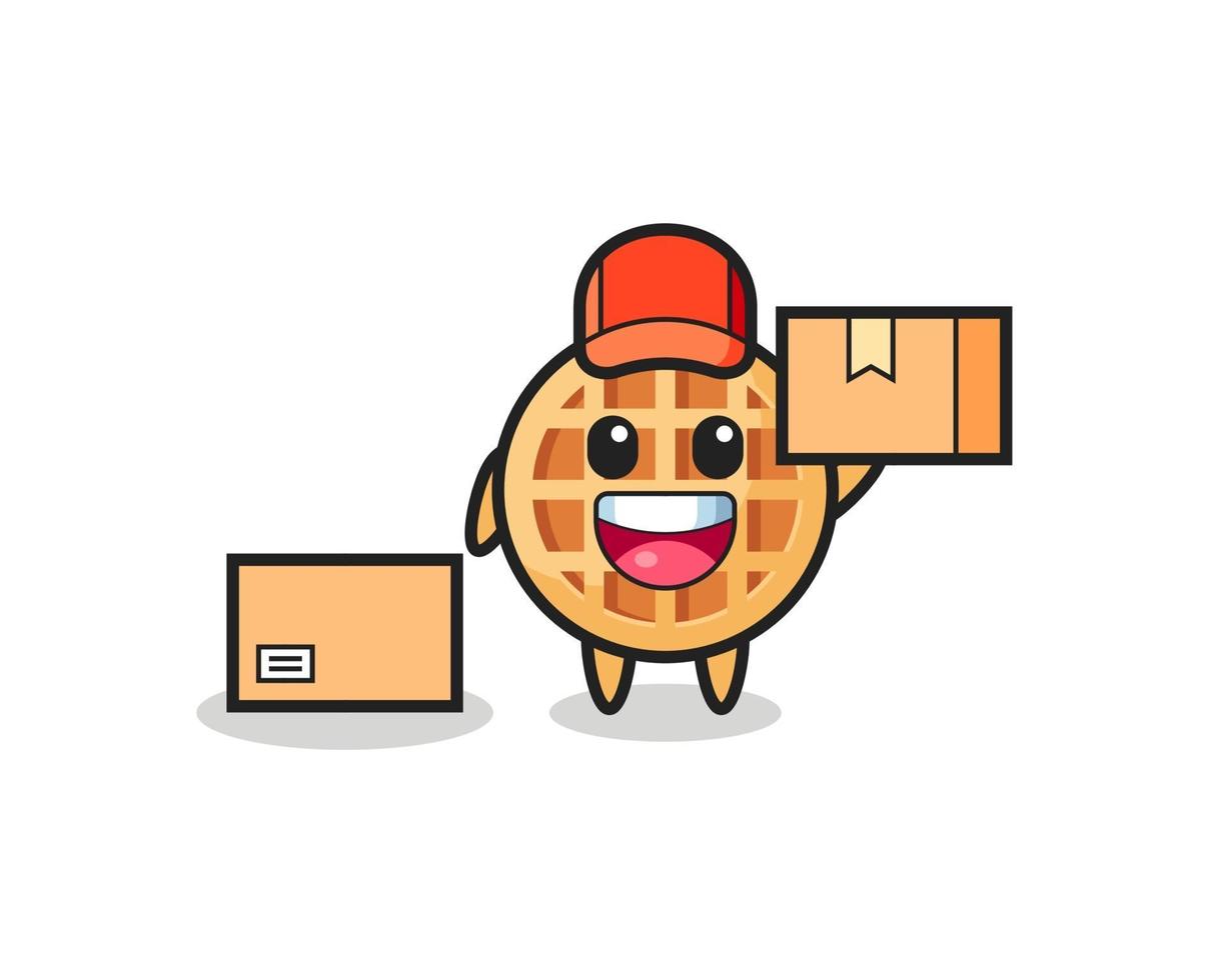 Mascot Illustration of circle waffle as a courier vector