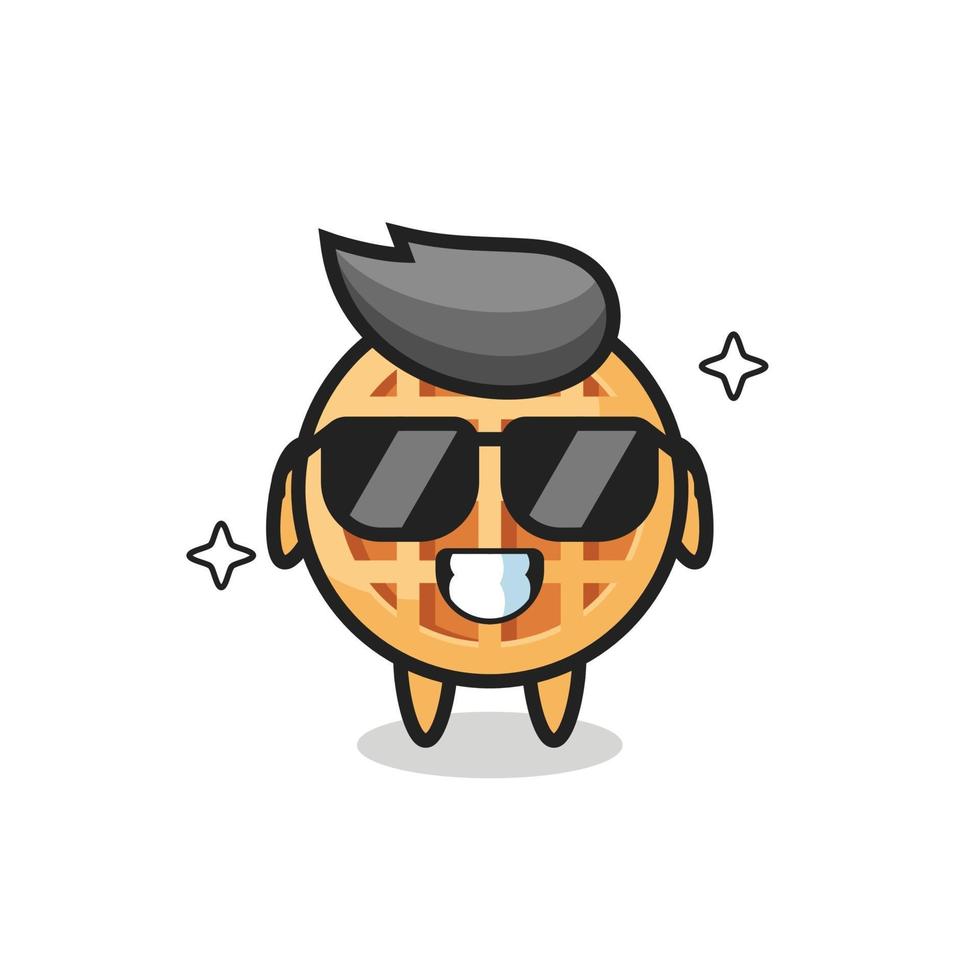 Cartoon mascot of circle waffle with cool gesture vector