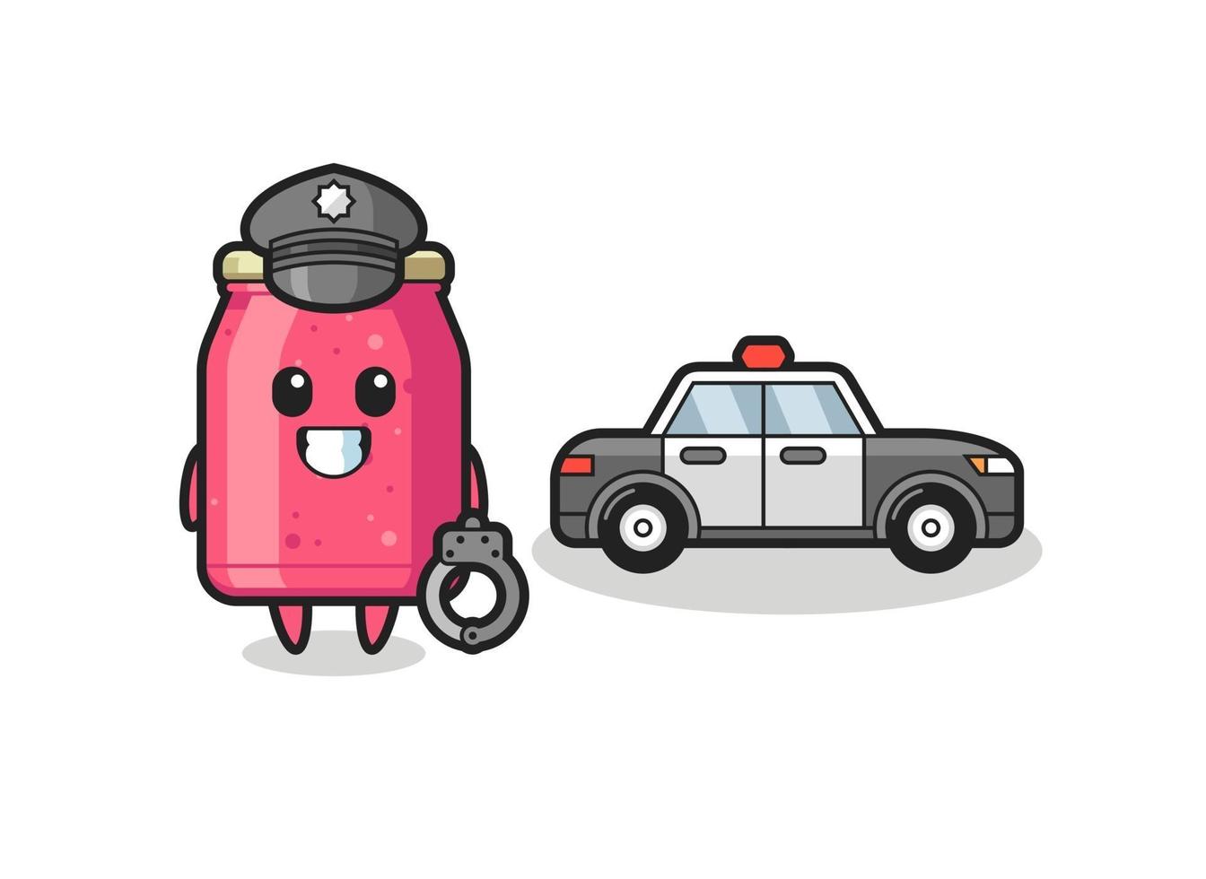 Cartoon mascot of strawberry jam as a police vector