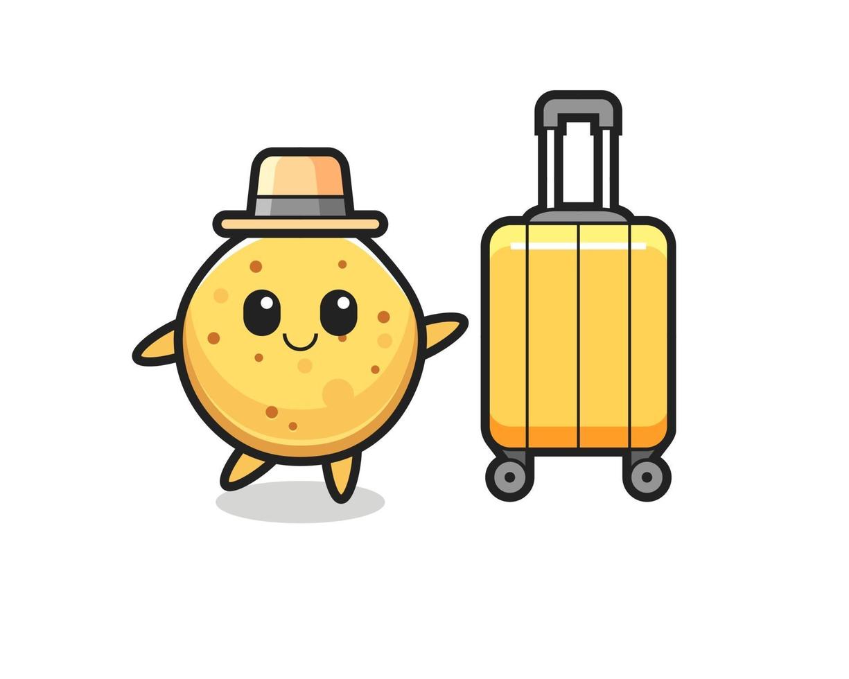 Ilustración de dibujos animados de papas fritas con equipaje de vacaciones vector