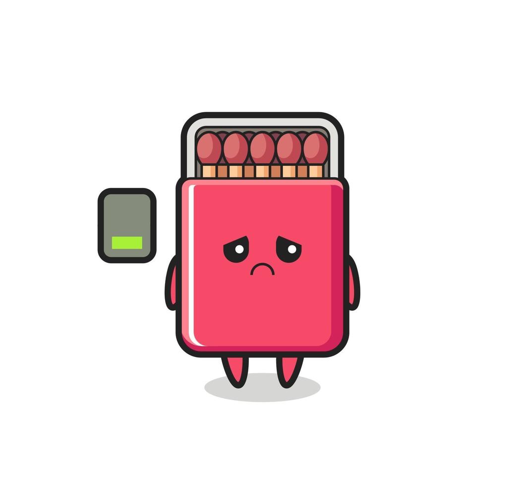 matches box mascot character doing a tired gesture vector