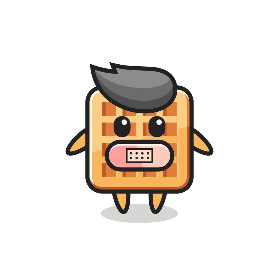 Cartoon Illustration of waffle with tape on mouth vector