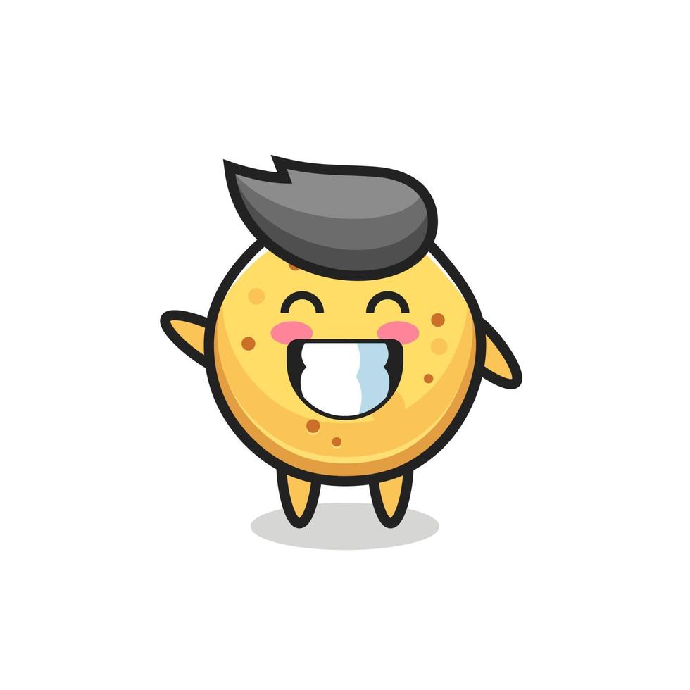 potato chip cartoon character doing wave hand gesture vector