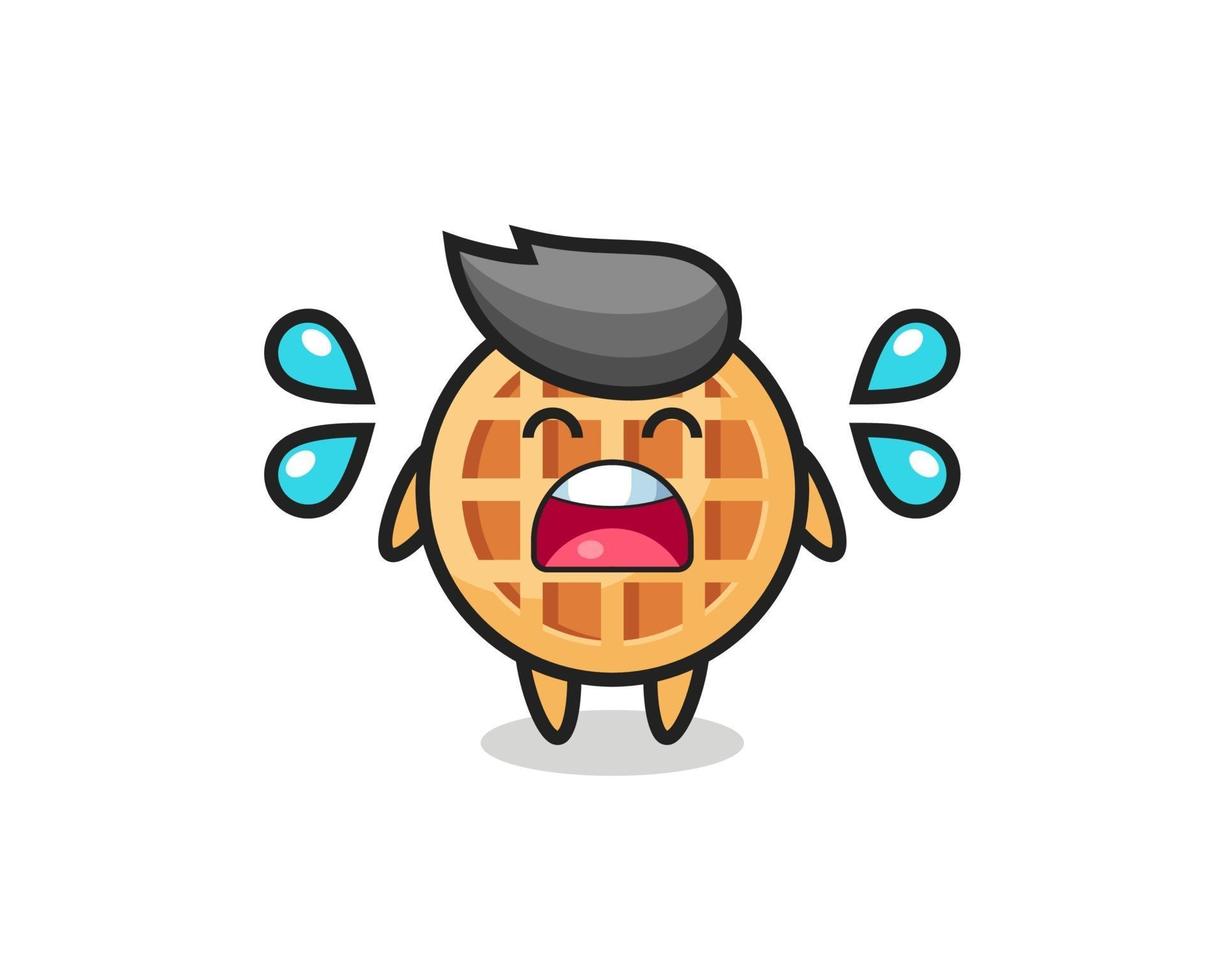 circle waffle cartoon illustration with crying gesture vector