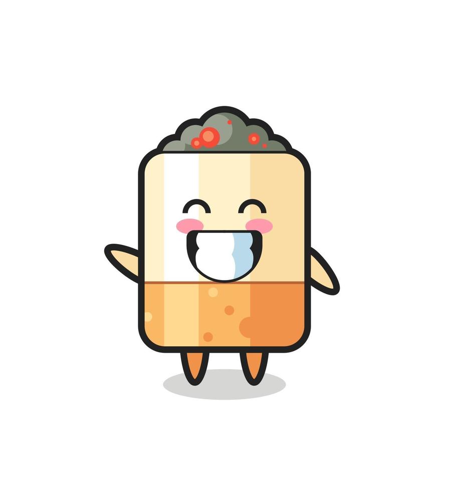 cigarette cartoon character doing wave hand gesture vector
