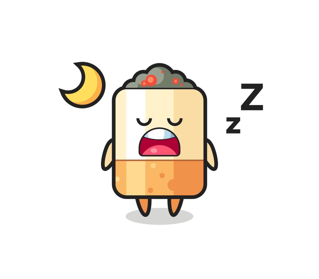 ilustración de personaje de cigarrillo durmiendo por la noche vector