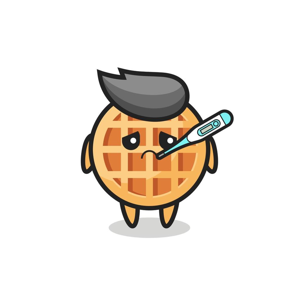 circle waffle mascot character with fever condition vector