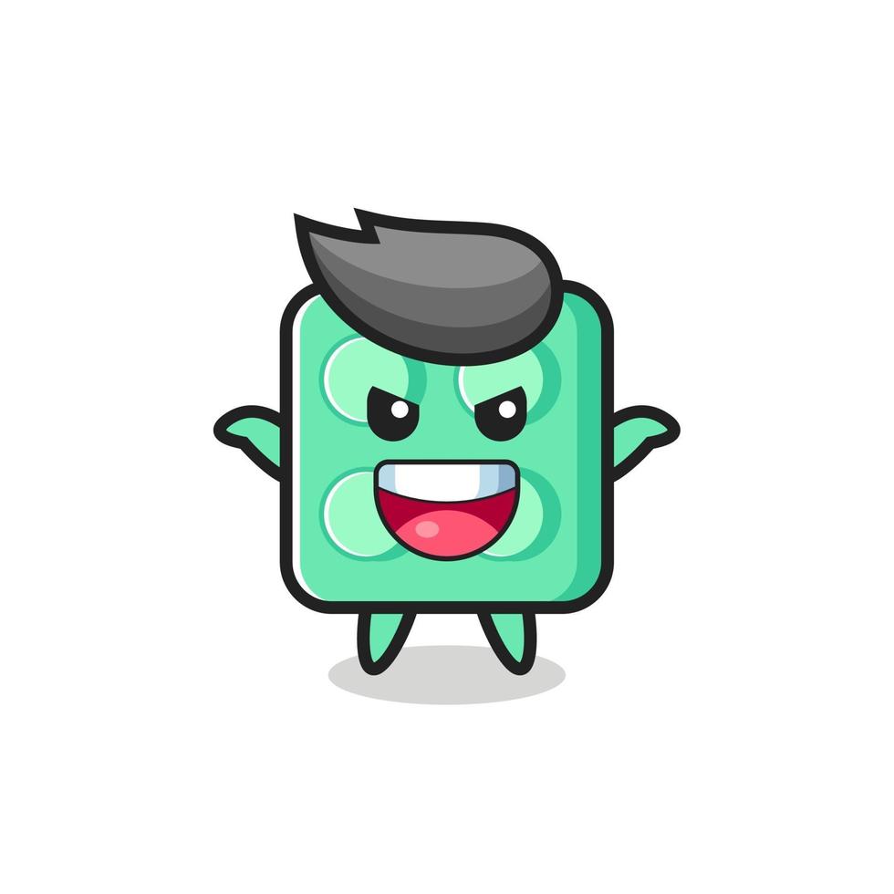 the illustration of cute brick toy doing scare gesture vector