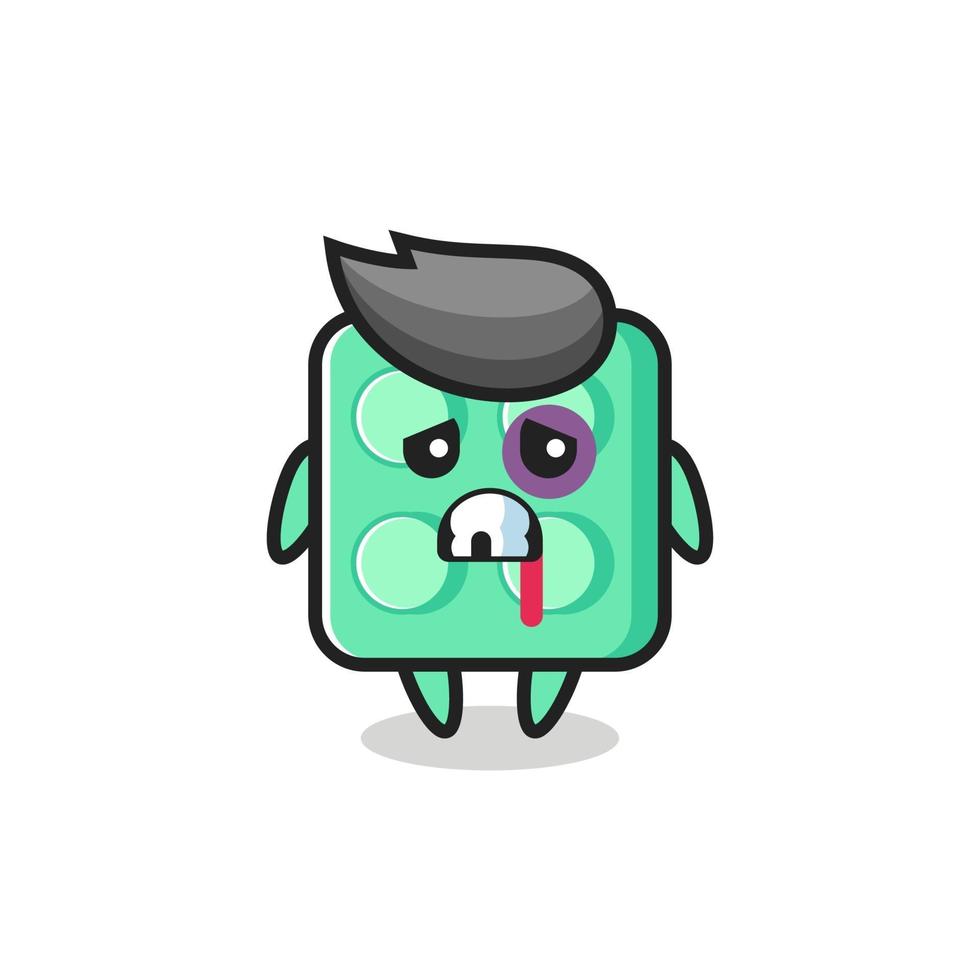 injured brick toy character with a bruised face vector