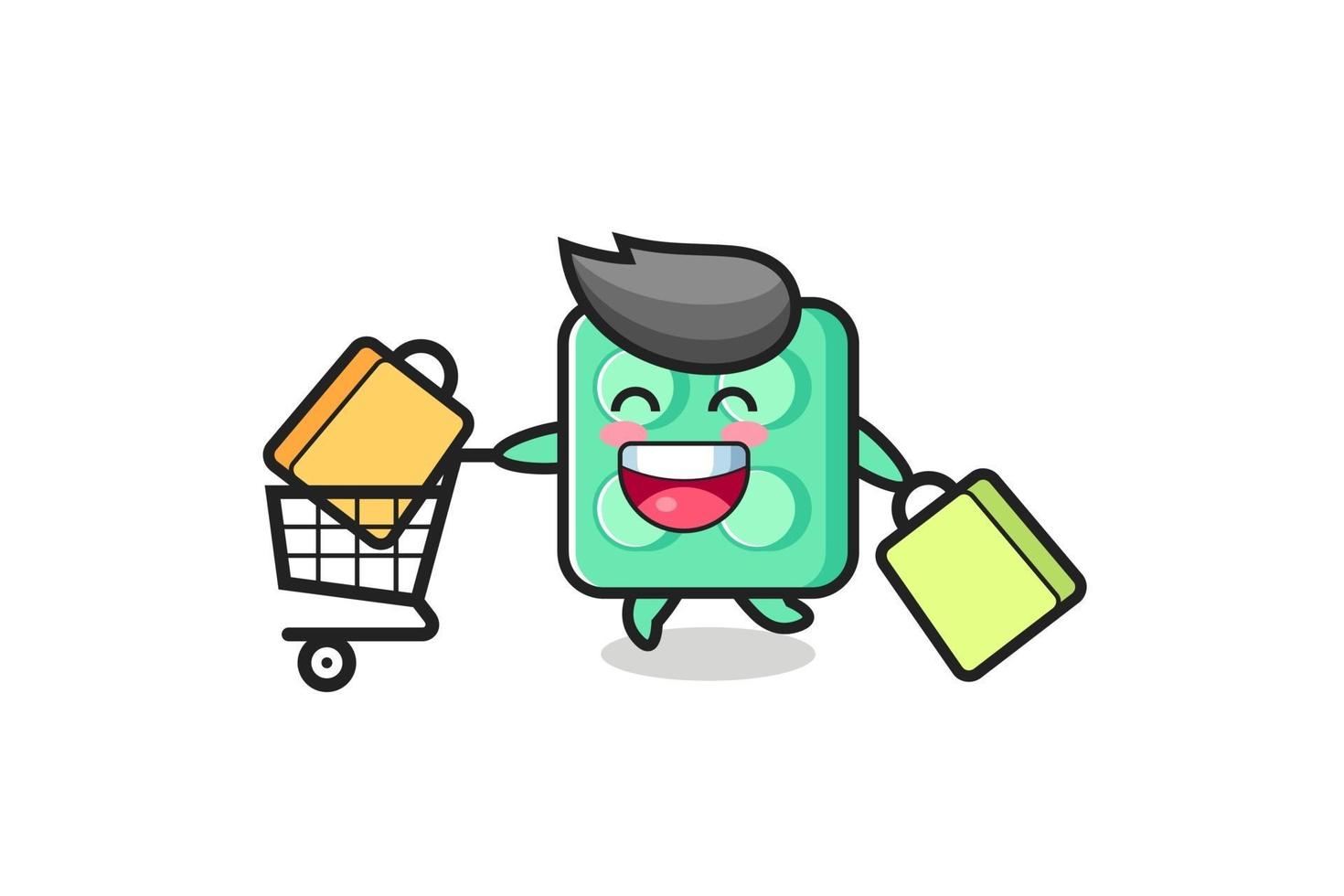 black Friday illustration with cute brick toy mascot vector
