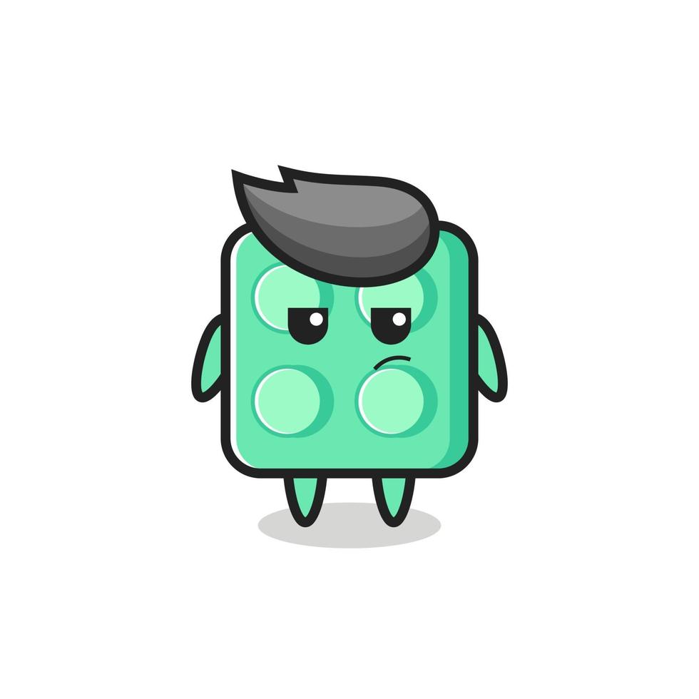 cute brick toy character with suspicious expression vector