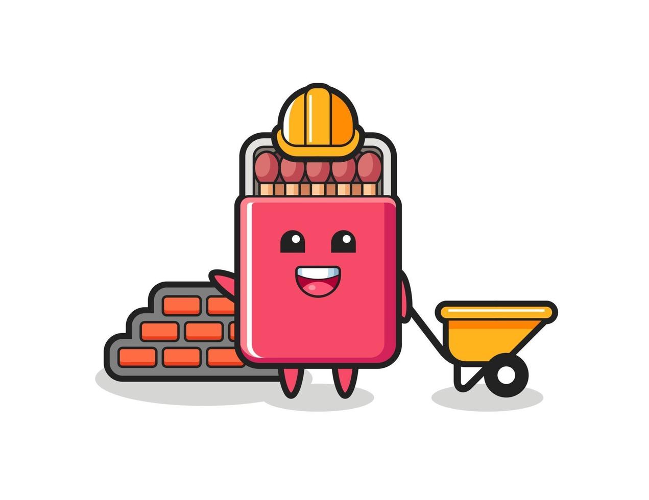 Cartoon character of matches box as a builder vector