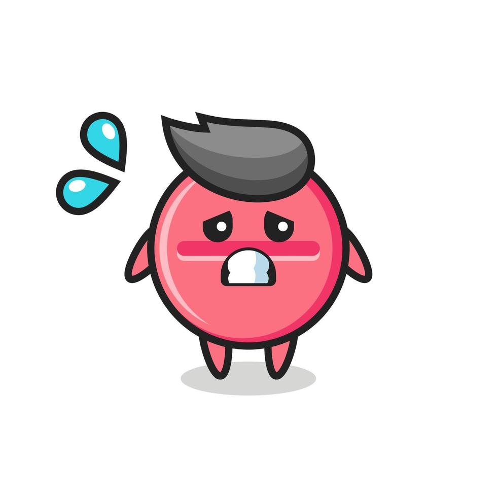 Personaje de mascota de tableta de medicina con gesto de miedo vector
