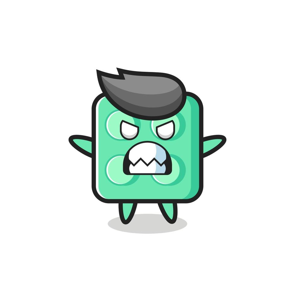 wrathful expression of the brick toy mascot character vector