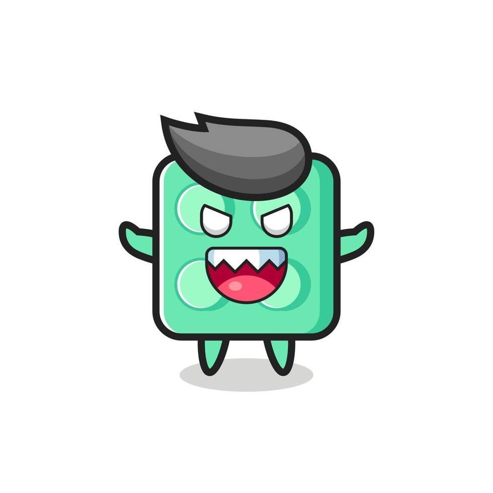 illustration of evil brick toy mascot character vector