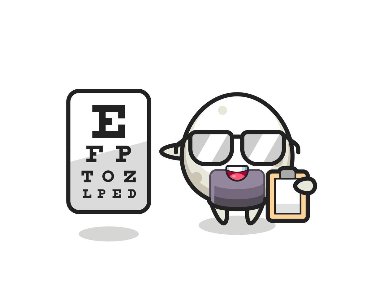 Ilustración de la mascota onigiri como oftalmólogo. vector