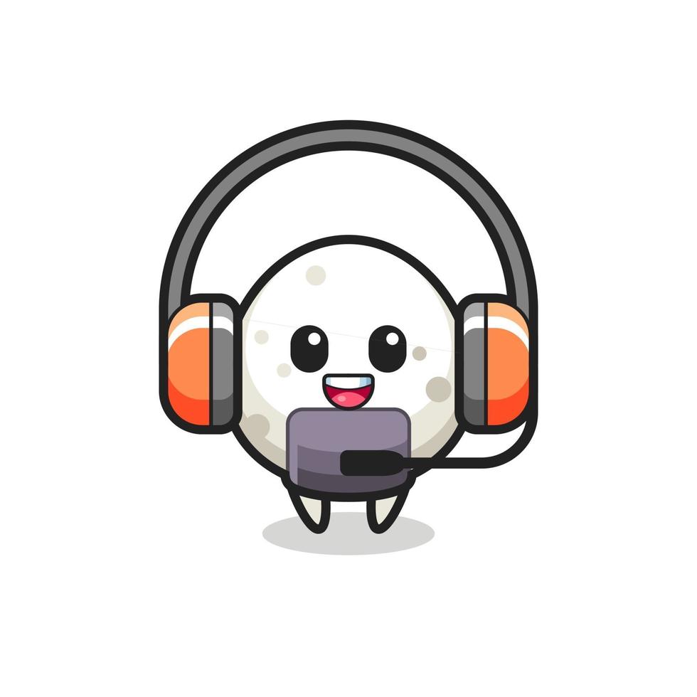 mascota de dibujos animados de onigiri como servicio al cliente vector