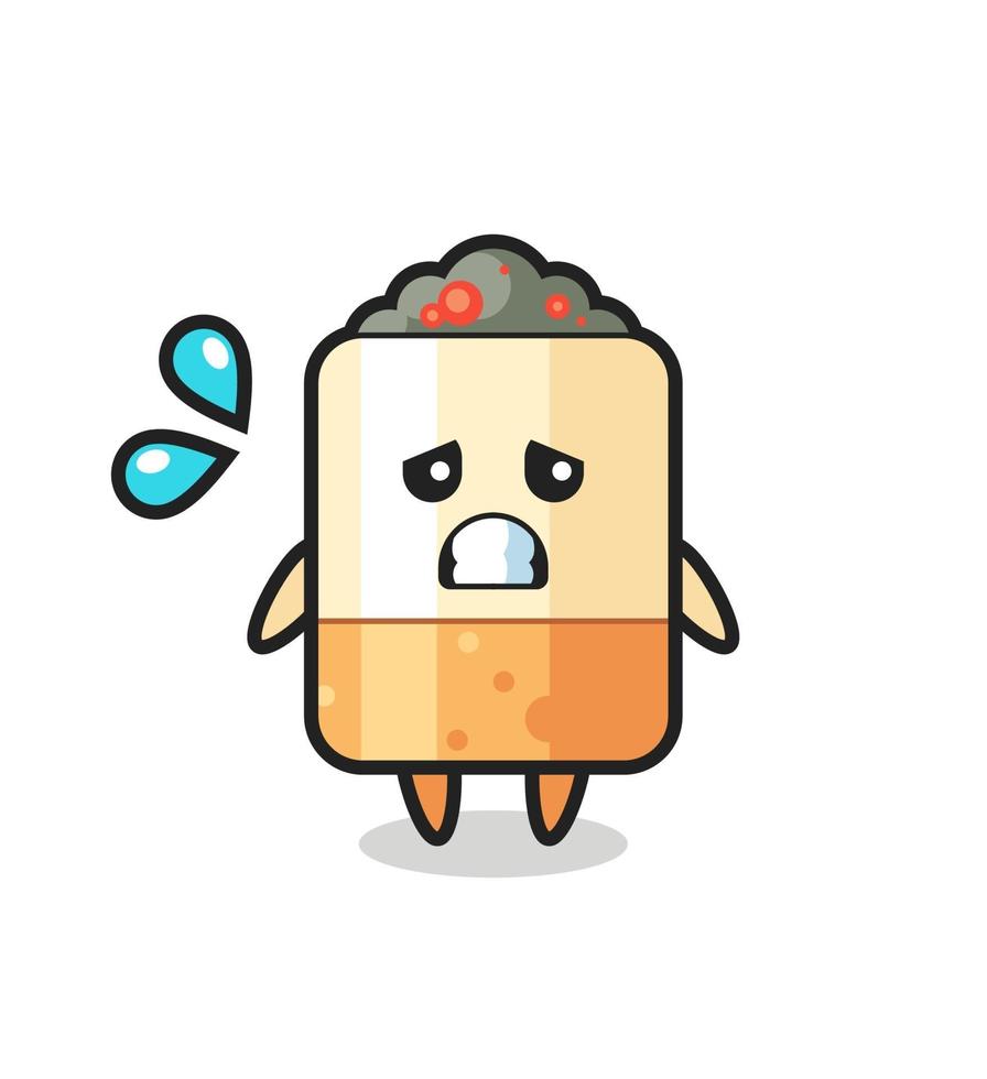 cigarette mascot character with afraid gesture vector