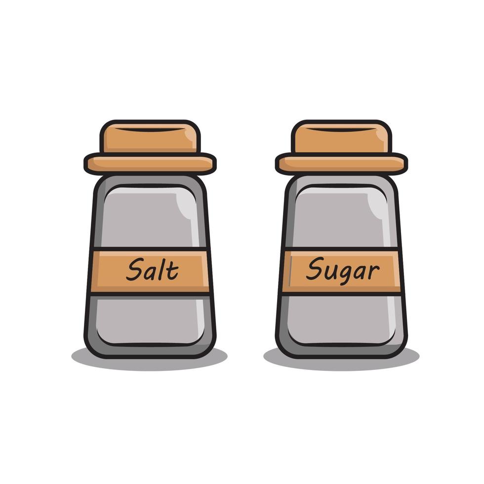 sugar and salt seasoning bottle vector illustration