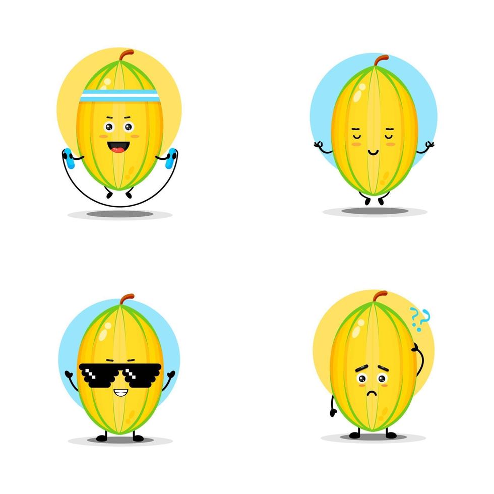 Cute star fruit character collection vector