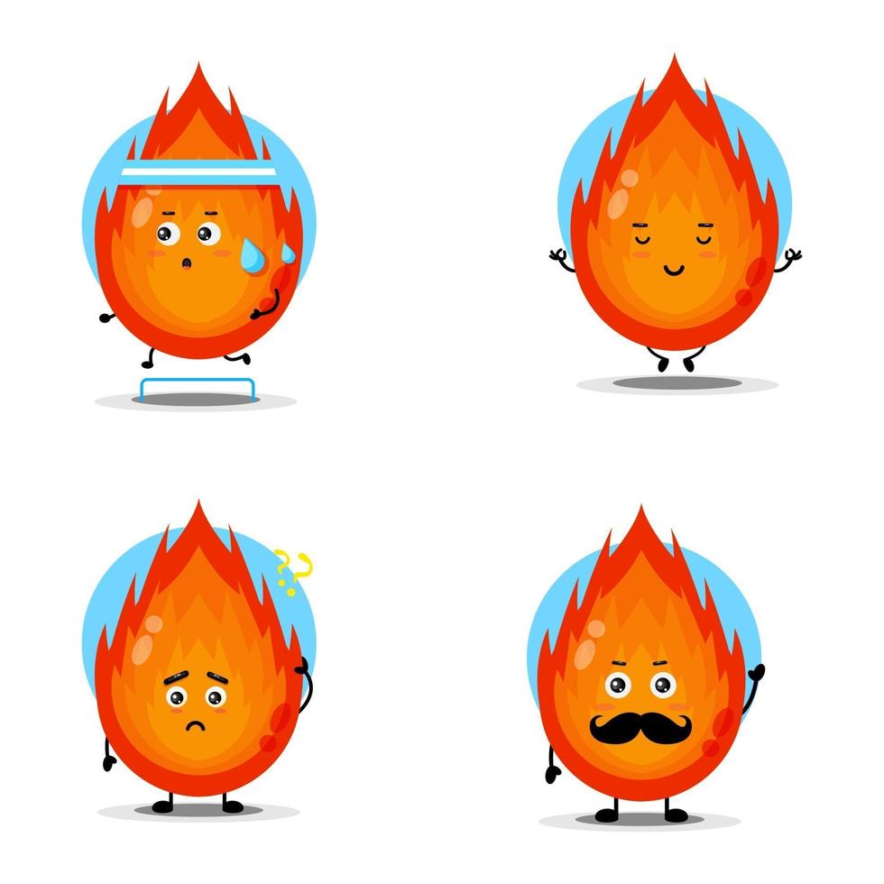 Cute fire character collection vector