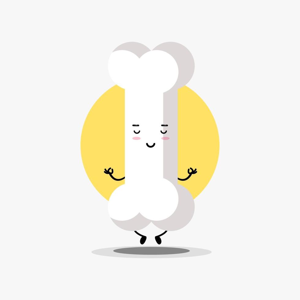 Cute bone character meditating in yoga pose vector