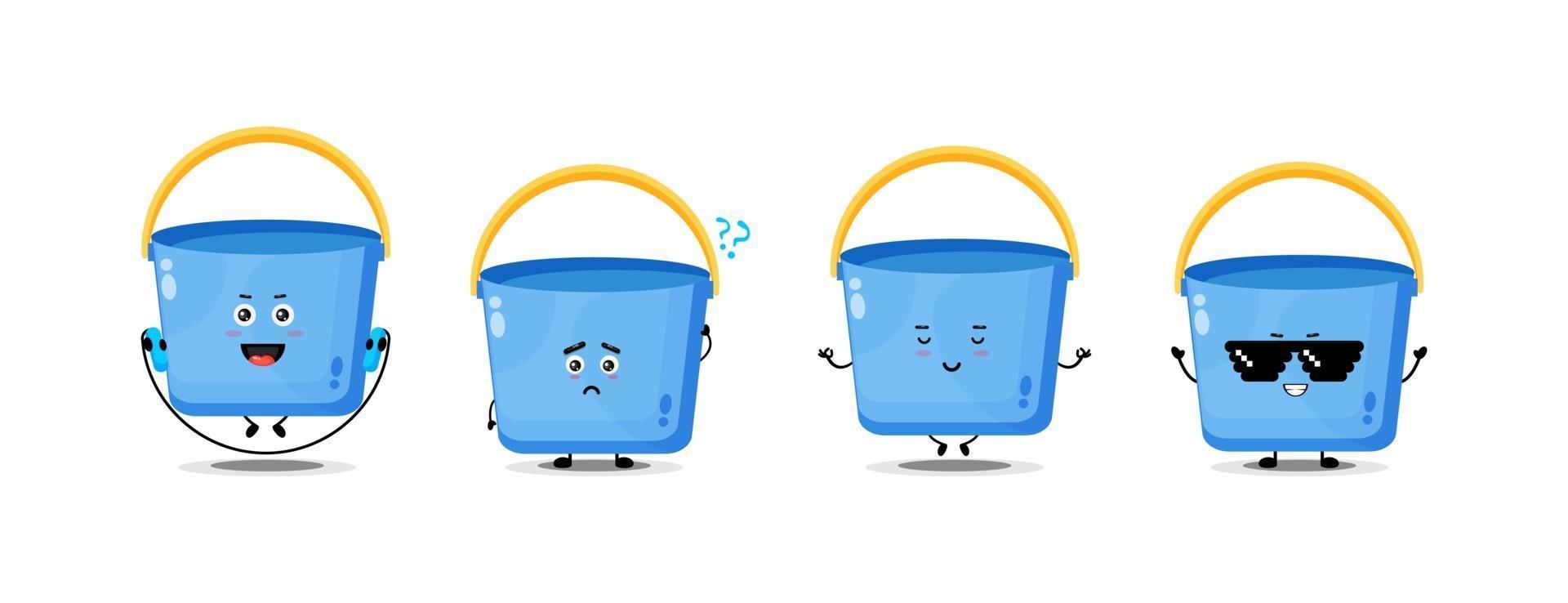 Cute bucket character collection vector