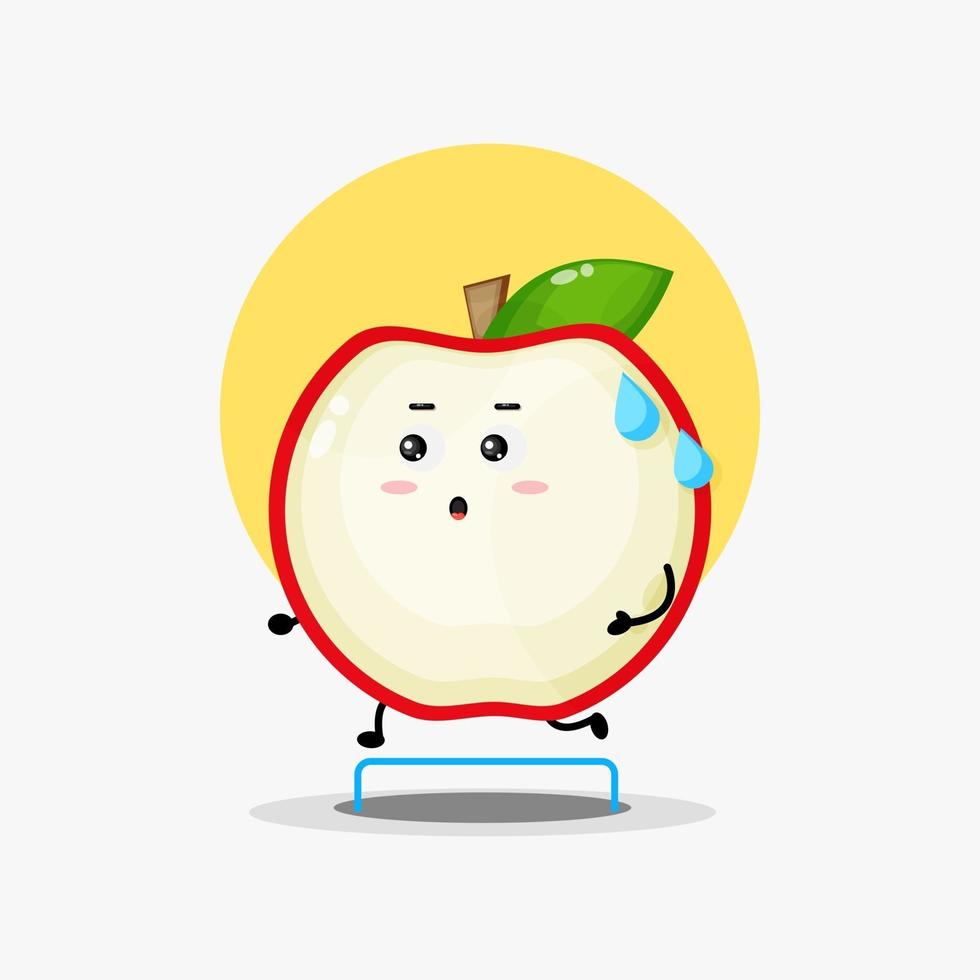 lindo personaje de manzana corriendo competencia vector