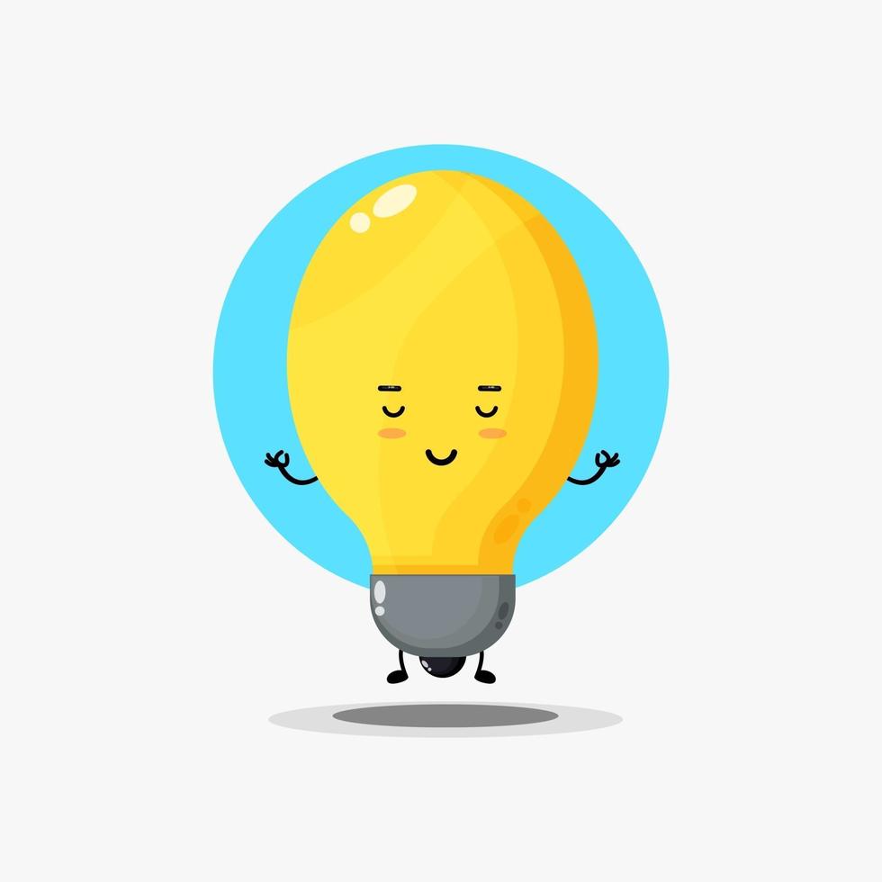 Cute lamp character meditating in yoga pose vector