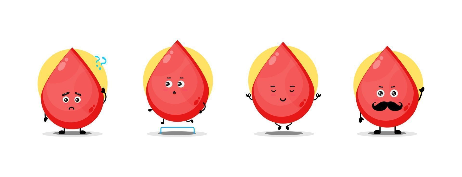 Cute blood character collection vector