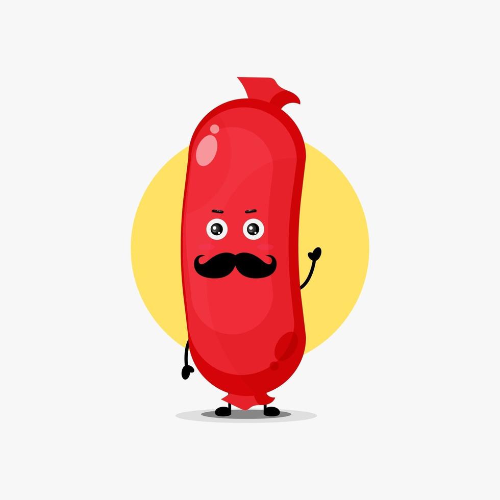 Cute sausage character with mustache vector