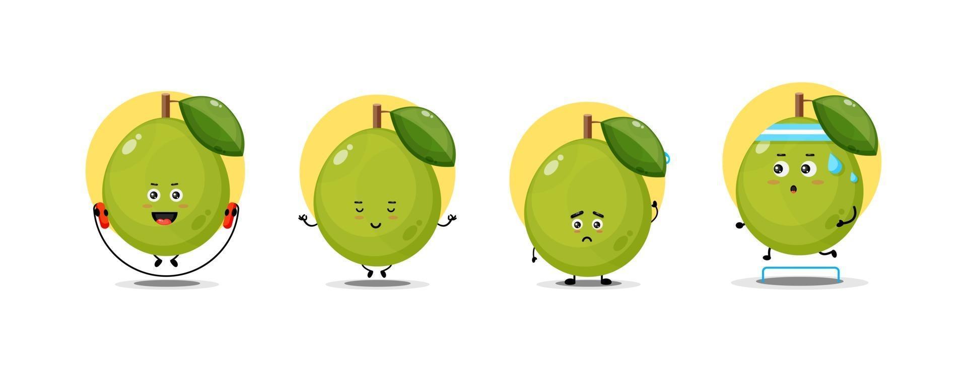 Cute guava character collection vector