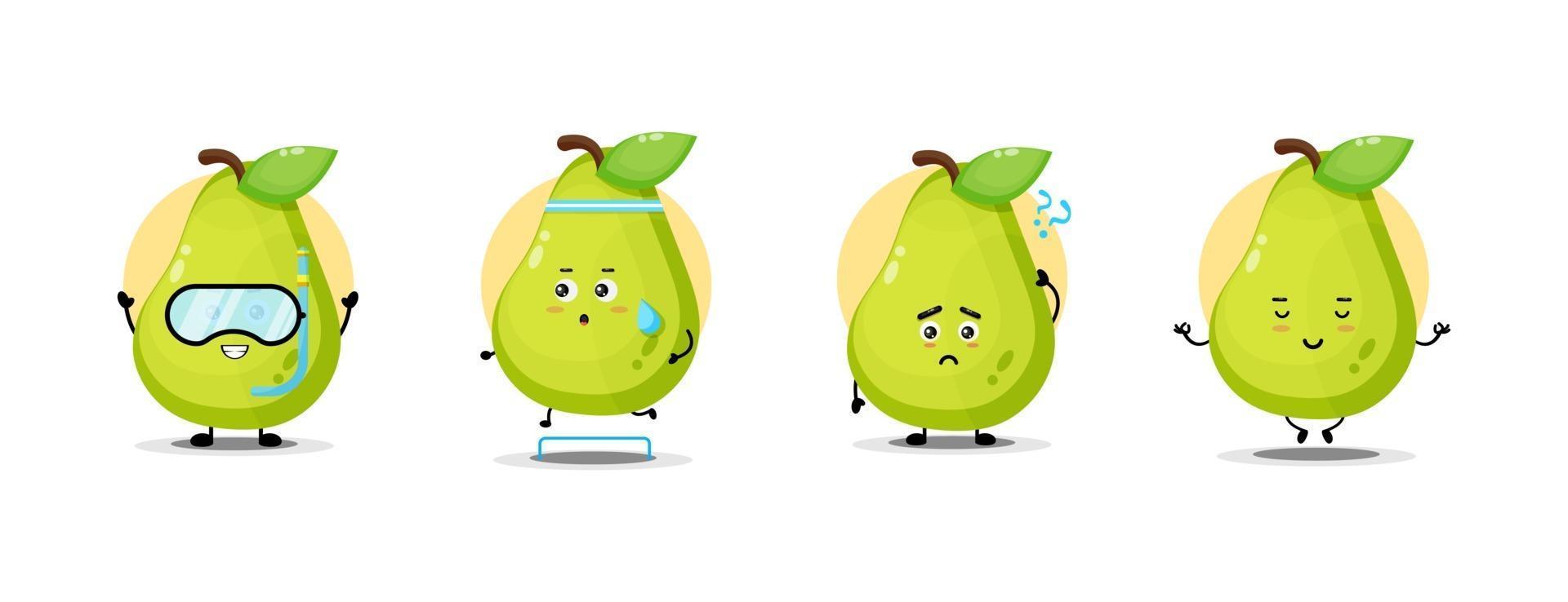 Cute pear character collection vector