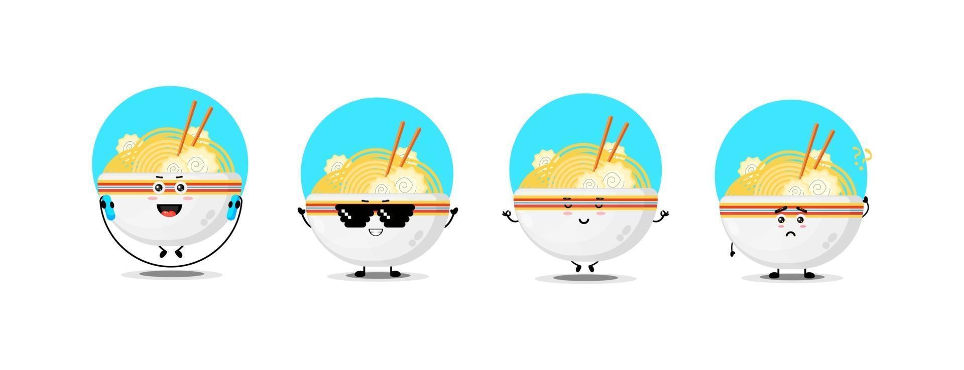 Cute ramen character collection vector