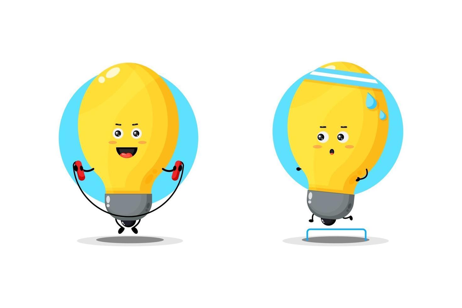 Cute lamp character exercising vector