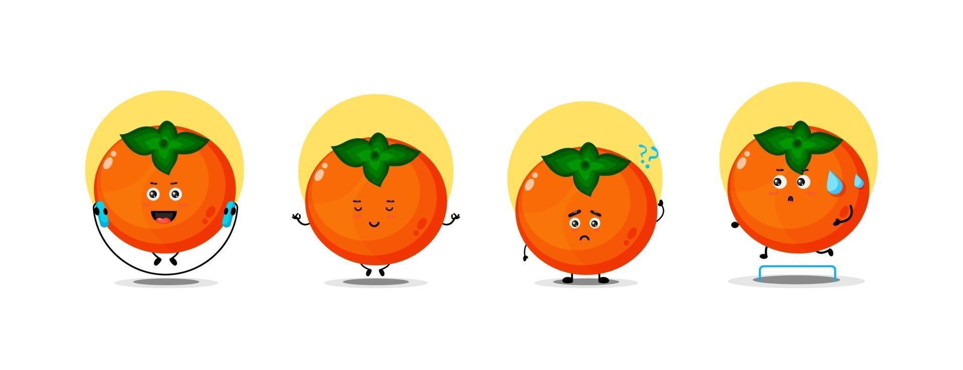 Cute persimmon character collection vector