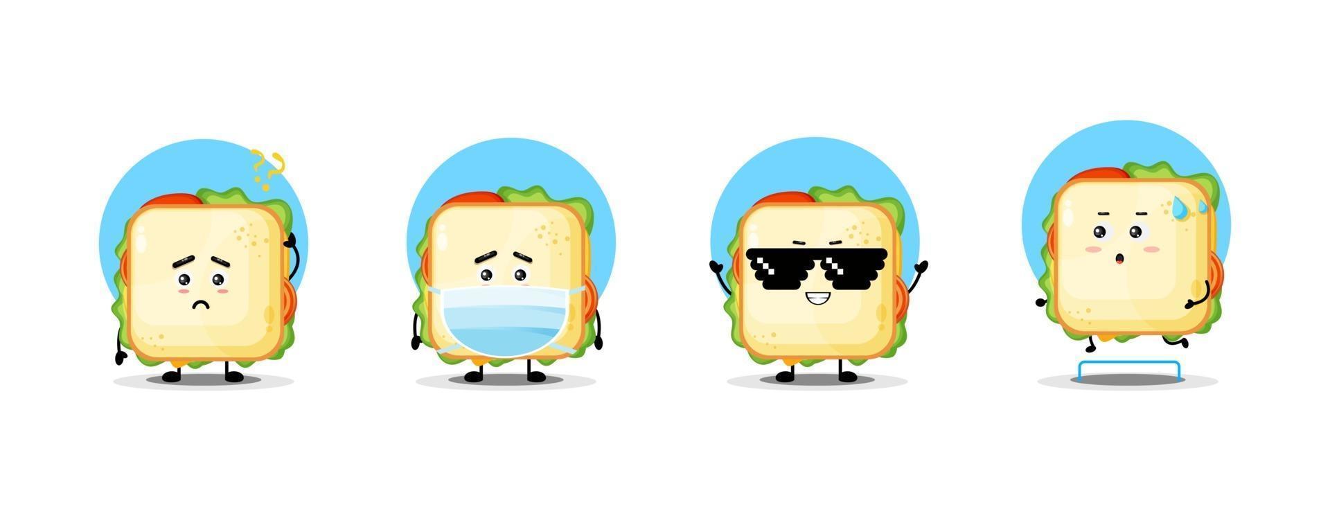 linda colección de personajes de sándwich vector