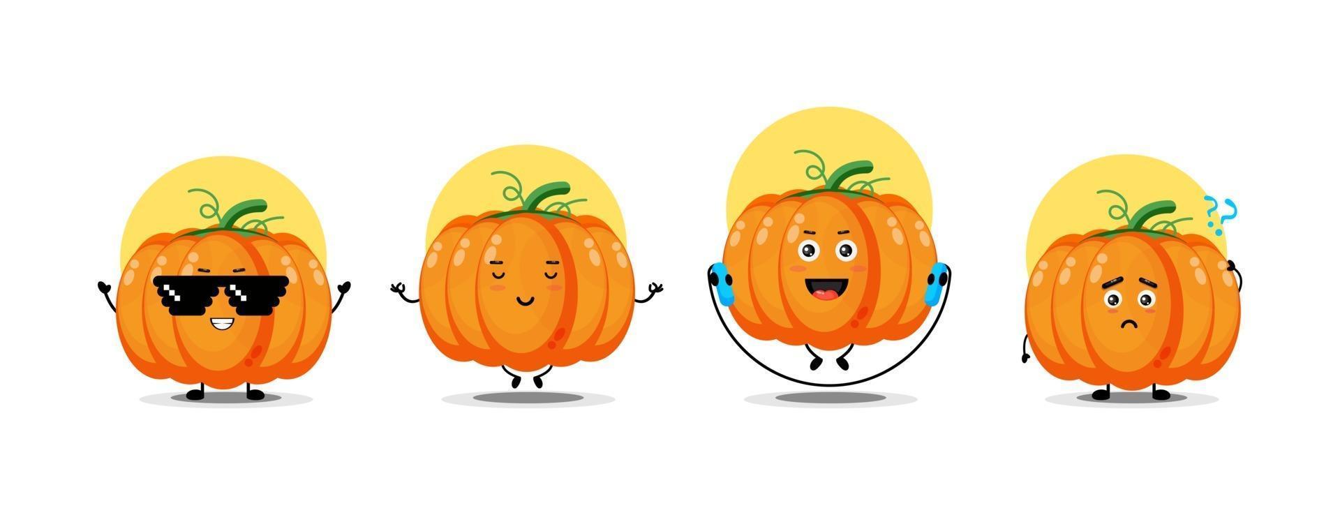 linda colección de personajes de calabaza vector