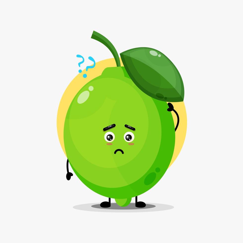 Cute lime character confused vector