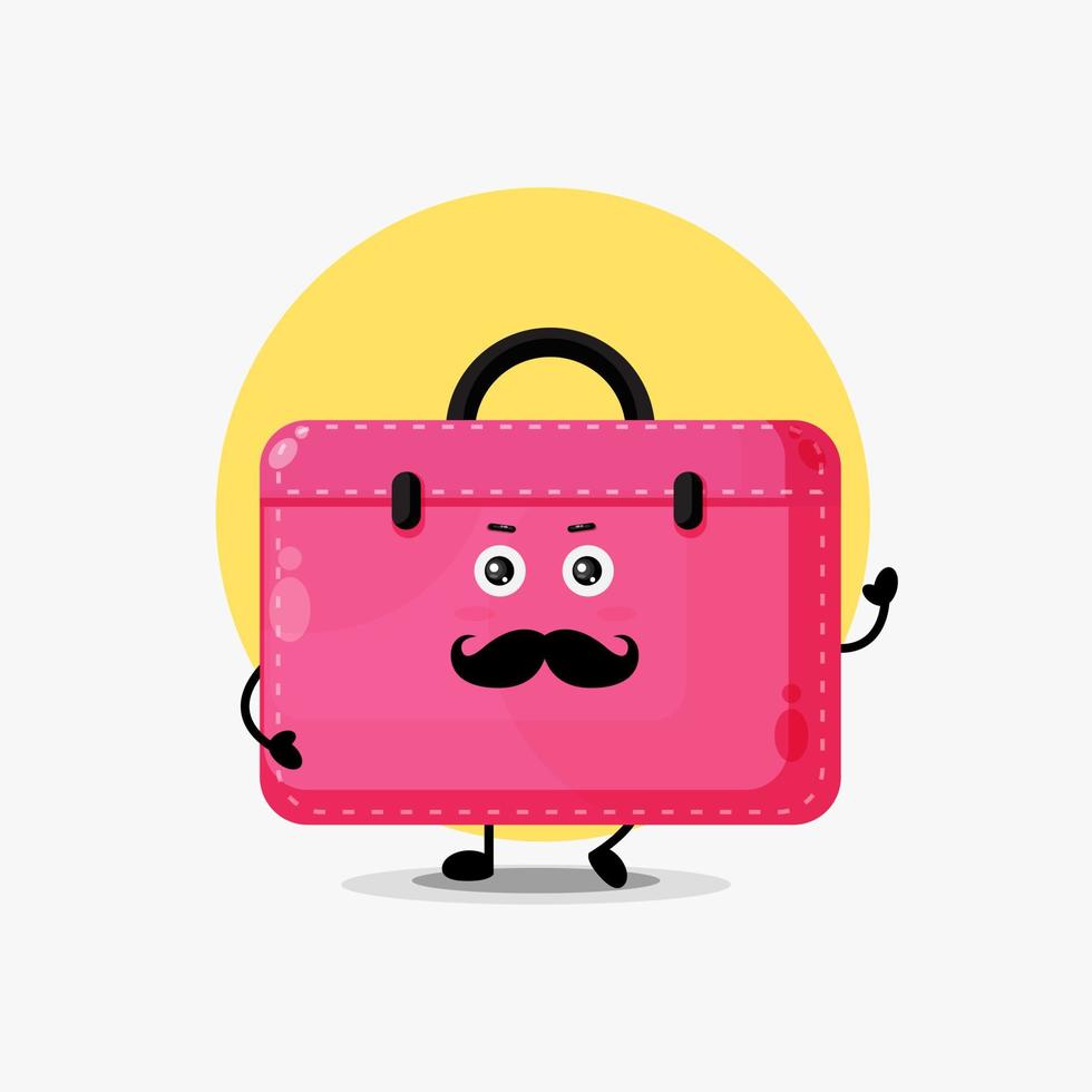 Cute briefcase character with mustache 3461465 Vector Art at Vecteezy