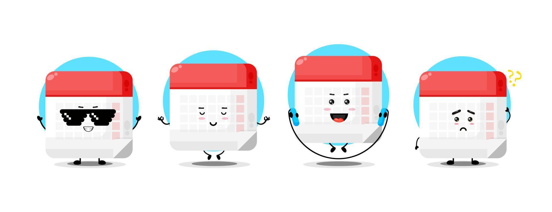 Cute calendar character collection vector