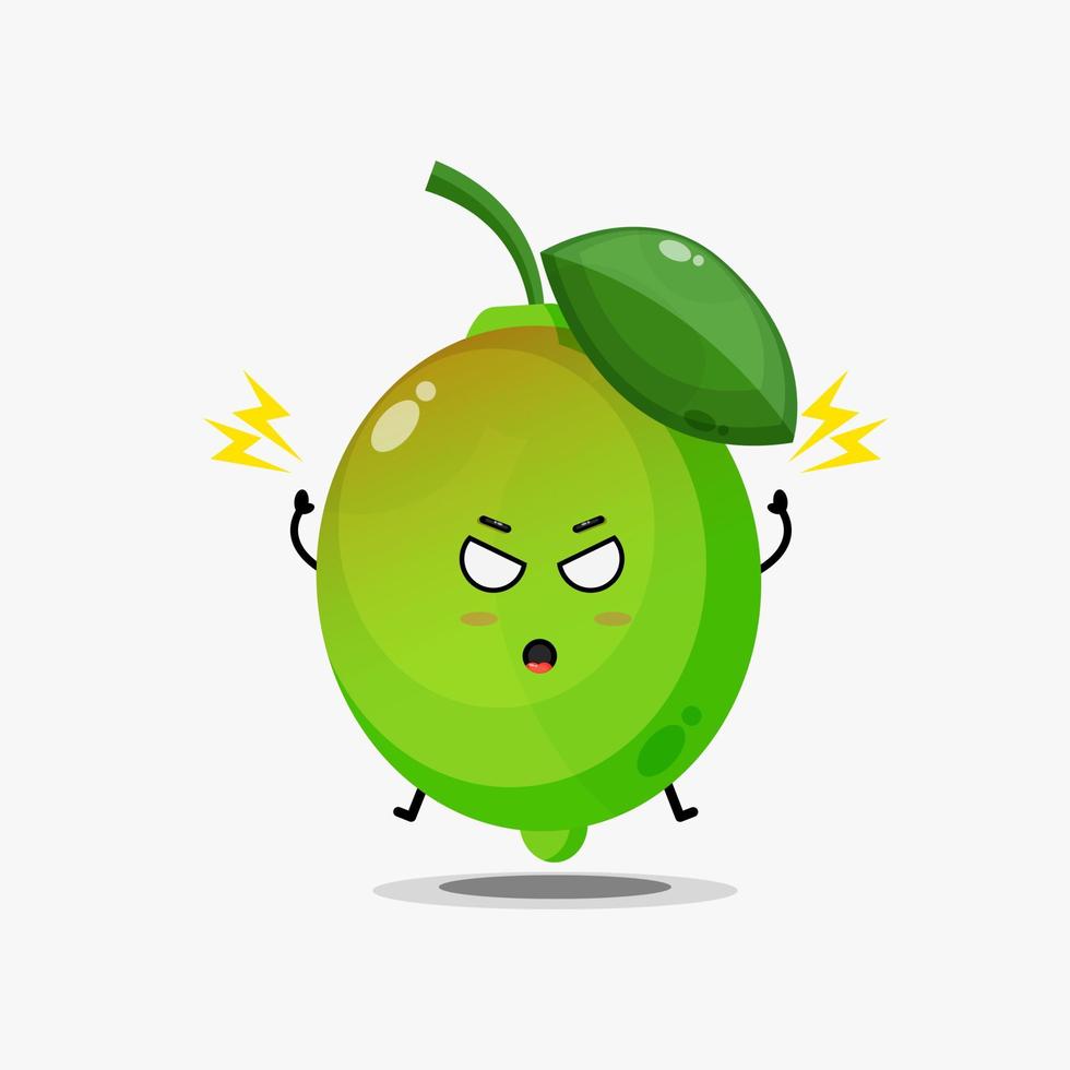 Cute lime character is angry vector