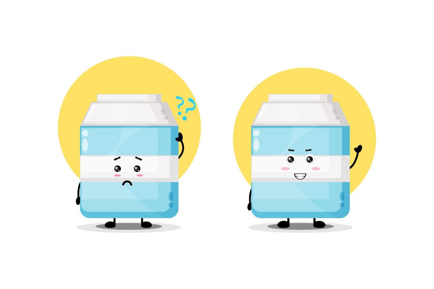 Cute milk character with confused and happy expression vector